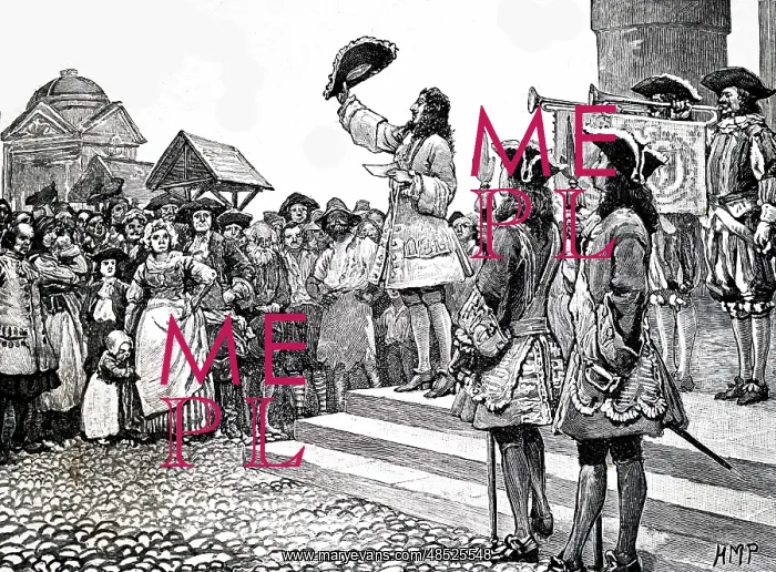 : Illustration showing The pretender proclaimed : Illustration showing The pretender proclaimed