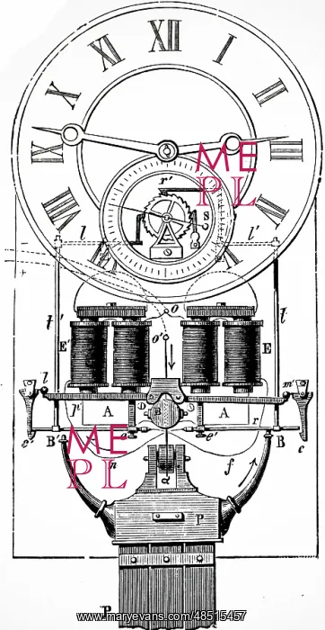: Illustration showing Robert Houdin's electric clock. 1891 : Illustration showing Robert Houdin's electric clock. 1891