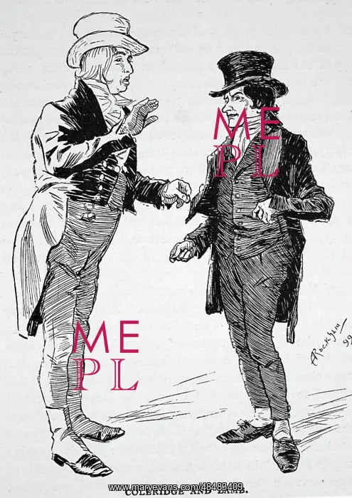: Illustration showing Samuel Taylor Coleridge talking : Illustration showing Samuel Taylor Coleridge talking