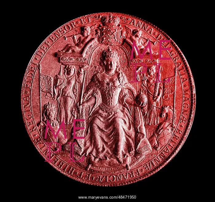 : Illustration showing Second Great Seal of Anne : Illustration showing Second Great Seal of Anne