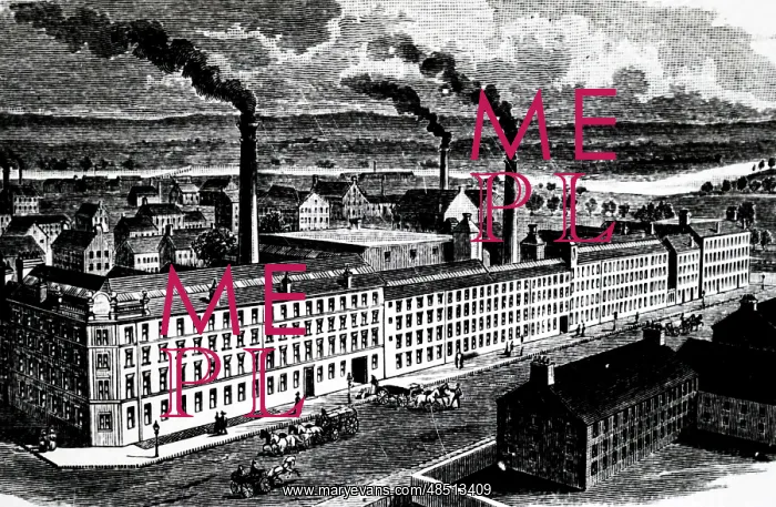 : Illustration showing Singer Sewing Machine Factory, Glasgow : Illustration showing Singer Sewing Machine Factory, Glasgow