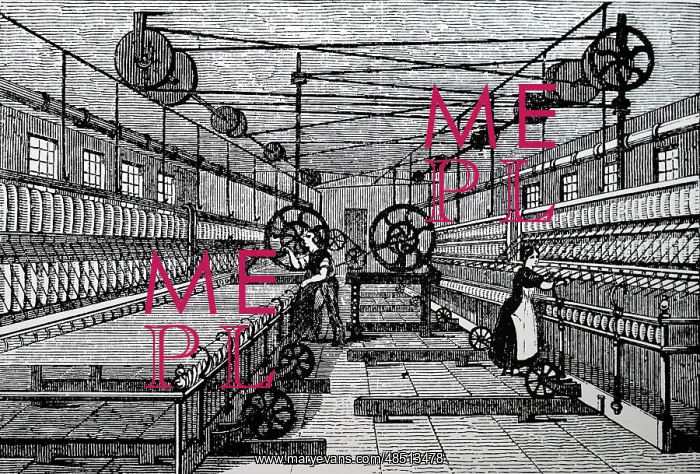 : Illustration showing Spinning cotton by mule : Illustration showing Spinning cotton by mule