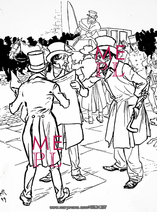 : Illustration showing The Times newspaper announcing : Illustration showing The Times newspaper announcing