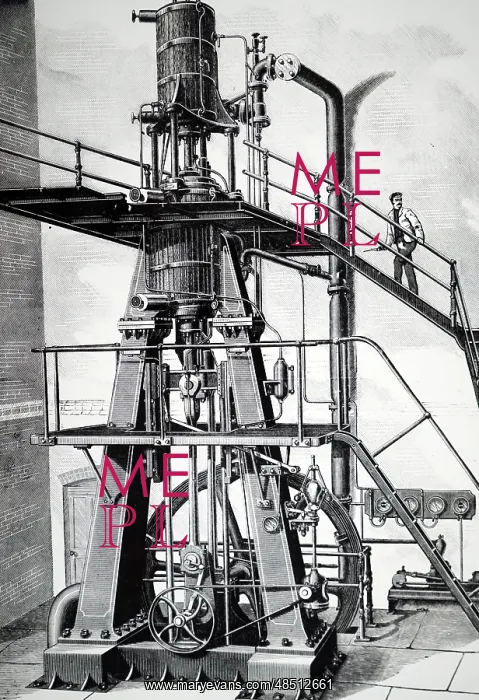 : Illustration showing Vertical Compound pumping engine : Illustration showing Vertical Compound pumping engine