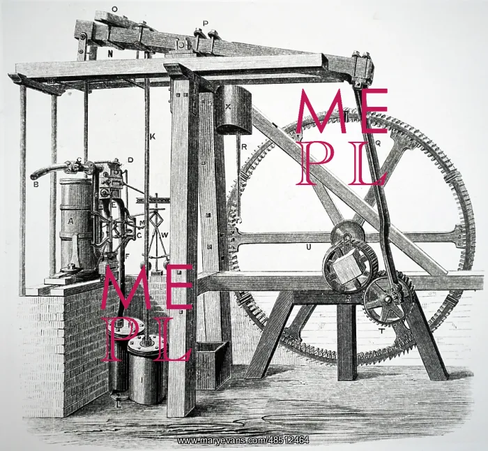 : Illustration showing Watt's prototype steam engine : Illustration showing Watt's prototype steam engine