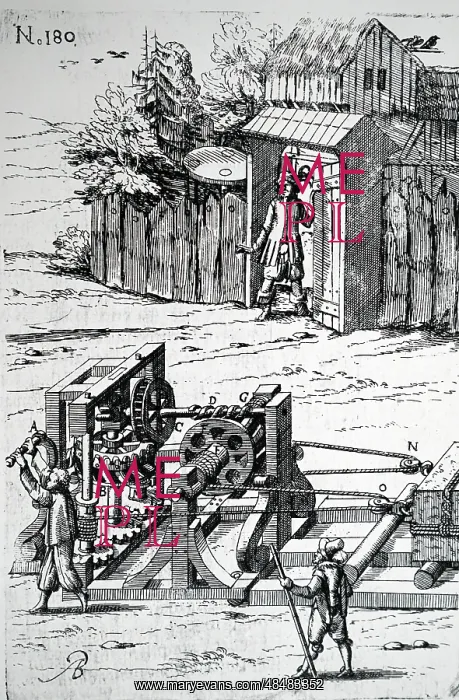 : Illustration showing a winch and rollers used : Illustration showing a winch and rollers used