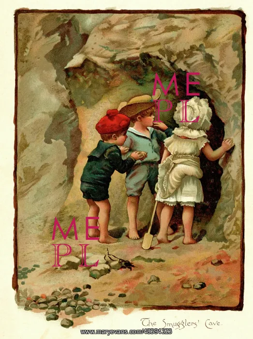 : Illustration, The Smugglers Cave : Illustration, The Smugglers Cave