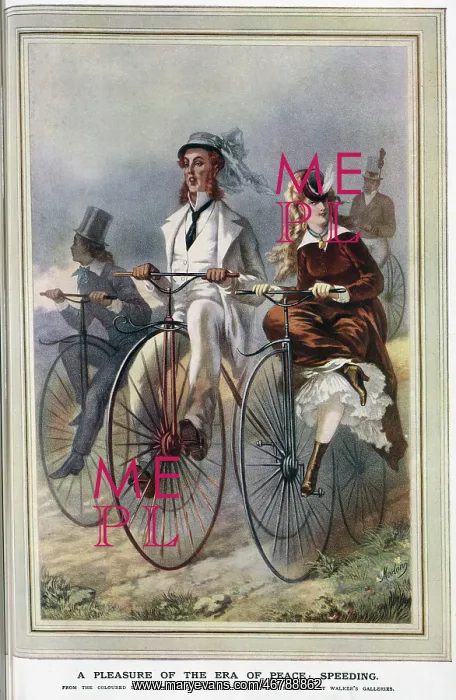 : Illustration, Speeding on penny-farthings : Illustration, Speeding on penny-farthings