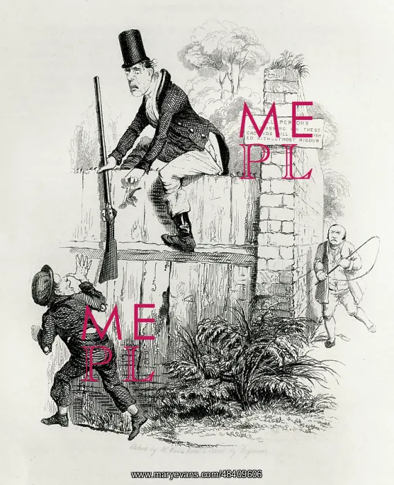 : Illustration, Trespassing poacher : Illustration, Trespassing poacher