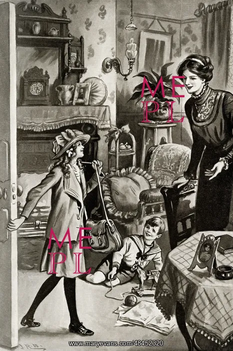  : Illustration, Vicky arrives home from school