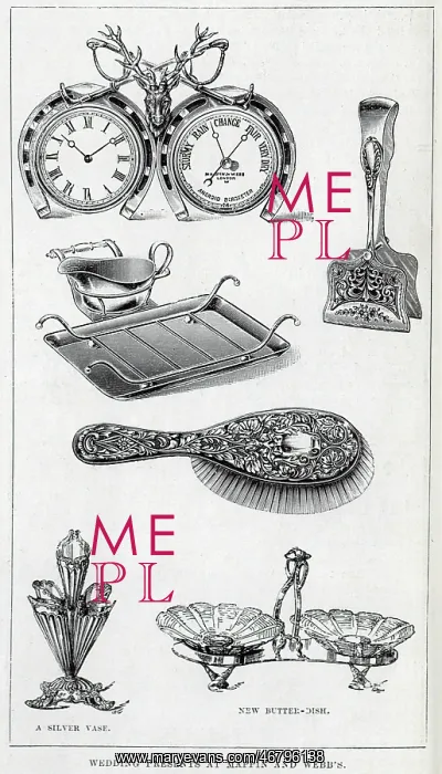 : Illustration of Wedding presents, from Mappin and Webb : Illustration of Wedding presents, from Mappin and Webb