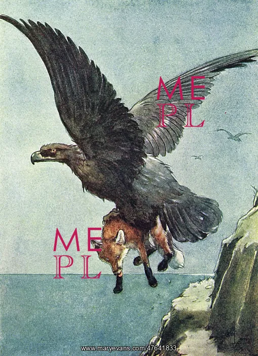: Illustration, White-Ear and a large eagle : Illustration, White-Ear and a large eagle