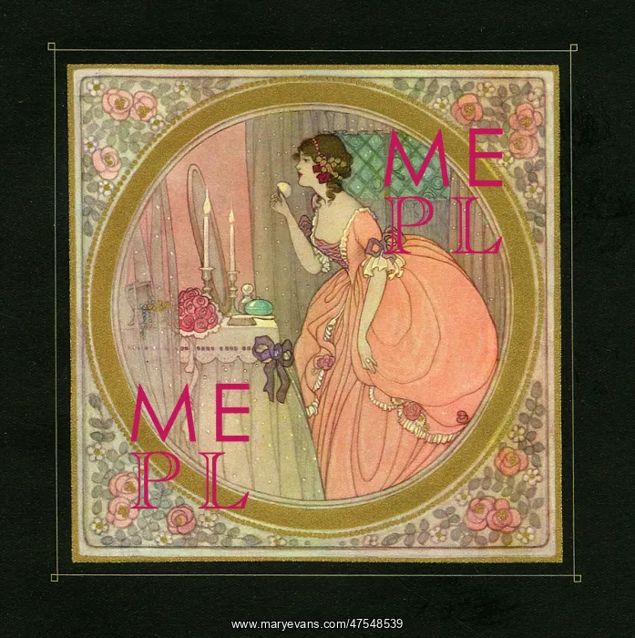  : Illustration of a woman putting on her makeup