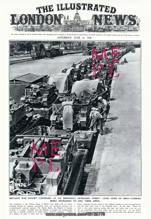: ILN cover - Bren-carriers being entrained : ILN cover - Bren-carriers being entrained