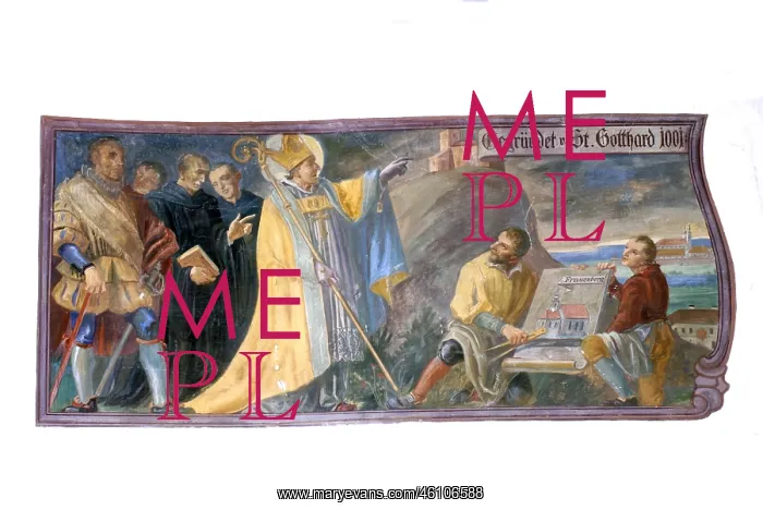 : Image of the foundation of the church with Saint Gotthard in : Image of the foundation of the church with Saint Gotthard in