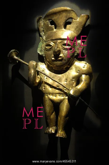 : Image in golden copper depicting a lord with : Image in golden copper depicting a lord with
