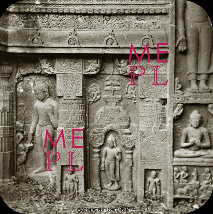 : Image of a wall carved in an Asian decorative style : Image of a wall carved in an Asian decorative style