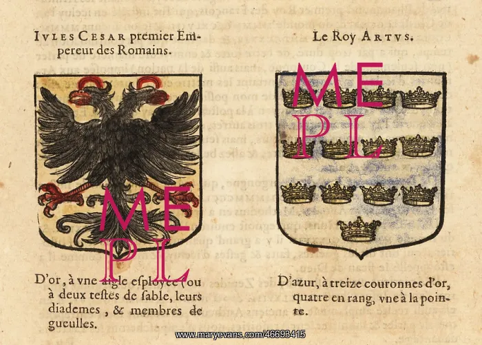 : Imaginary coats of arms of Julius Caesar and King Arthur : Imaginary coats of arms of Julius Caesar and King Arthur