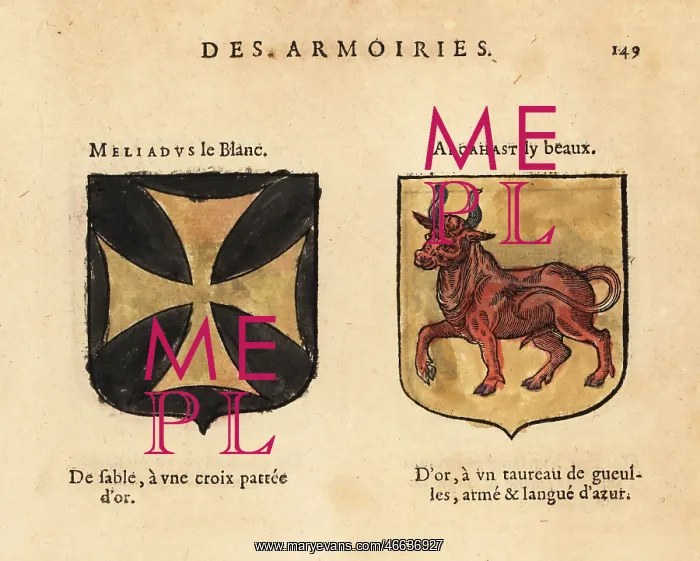 : Imaginary coats of arms of Meliadus the White : Imaginary coats of arms of Meliadus the White