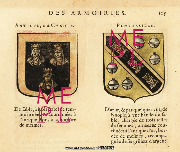 : Imaginary coats of arms of Queens of the Amazons : Imaginary coats of arms of Queens of the Amazons