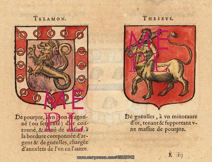 : Imaginary coats of arms of Telamon and Theseus : Imaginary coats of arms of Telamon and Theseus