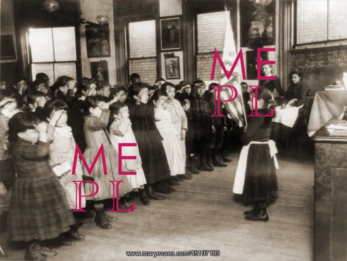 : Immigrant children saluting the flag in ? : Immigrant children saluting the flag in ?