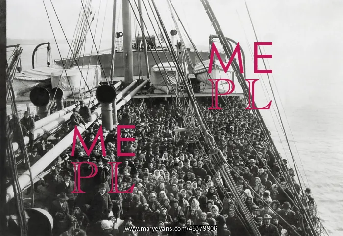 : Immigrants on deck of the S.S. PATRICIA as : Immigrants on deck of the S.S. PATRICIA as