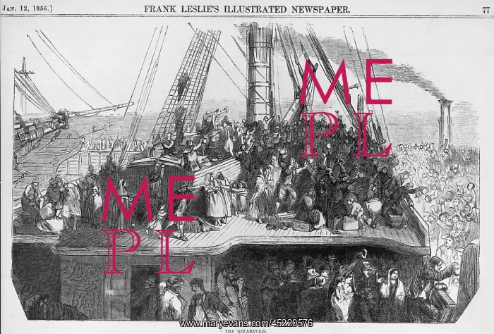 : Immigrants waving farewell to crowd on dock, ? : Immigrants waving farewell to crowd on dock, ?