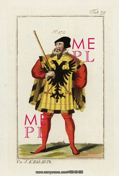 : Imperial herald in formal robes with black double-headed : Imperial herald in formal robes with black double-headed
