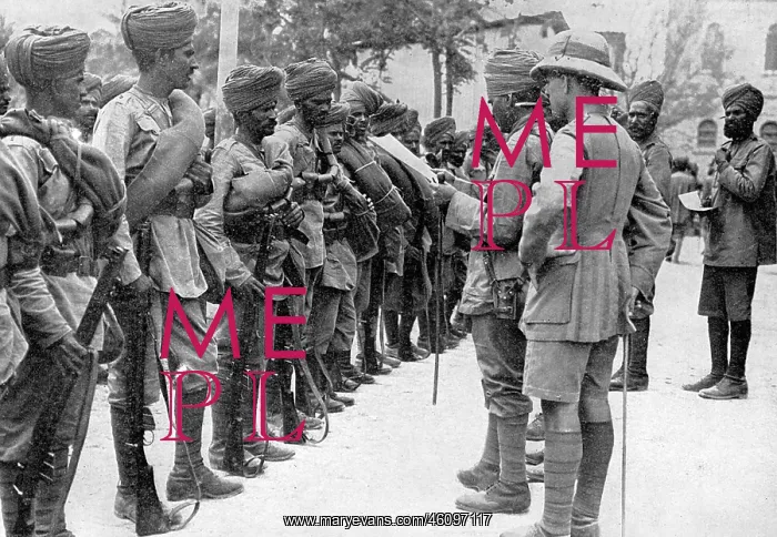 : Indian army roll-call before starting for the Front : Indian army roll-call before starting for the Front