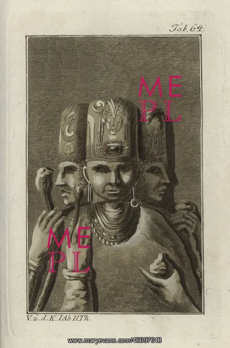 : Indian bust of three-headed figure from a monument : Indian bust of three-headed figure from a monument