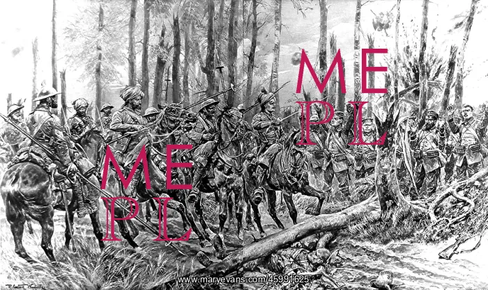 : Indian cavalry taking a group of German soldiers prisoner : Indian cavalry taking a group of German soldiers prisoner