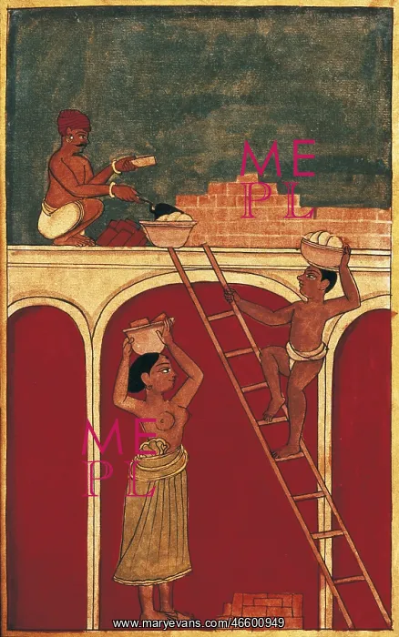 : Indian construction workers making a building : Indian construction workers making a building