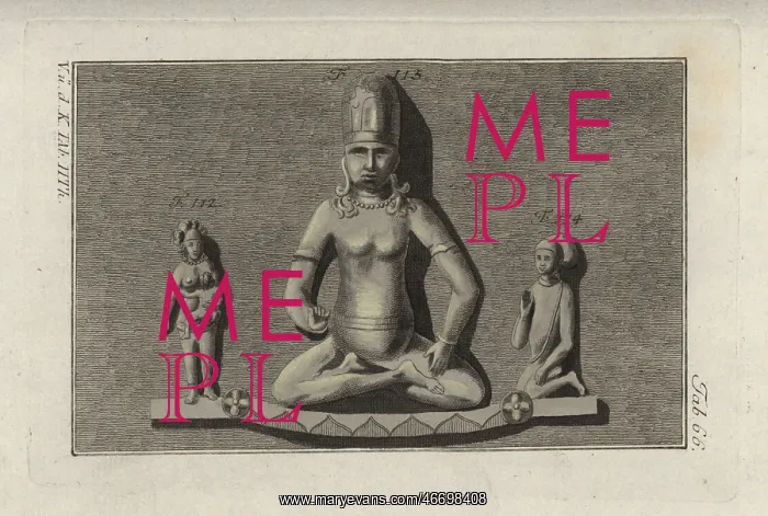 : Three Indian figures from a monument : Three Indian figures from a monument
