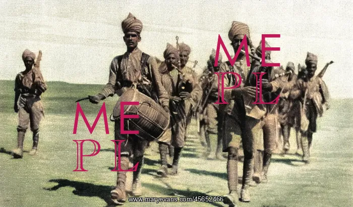 : Indian infantry marching out from camp in Mesopotamia : Indian infantry marching out from camp in Mesopotamia