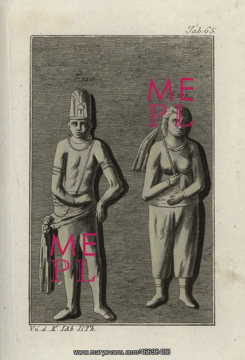 : Indian man and woman from a monument : Indian man and woman from a monument
