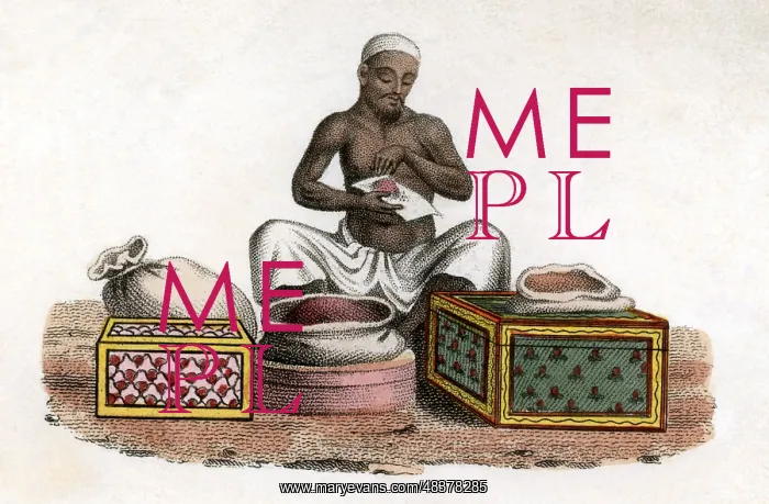 : Indian Perfumer: hand-coloured engraving published 1822 : Indian Perfumer: hand-coloured engraving published 1822
