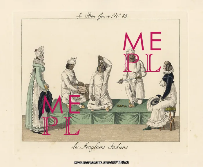 : Indian sword swallower in Paris, 1816 : Indian sword swallower in Paris, 1816