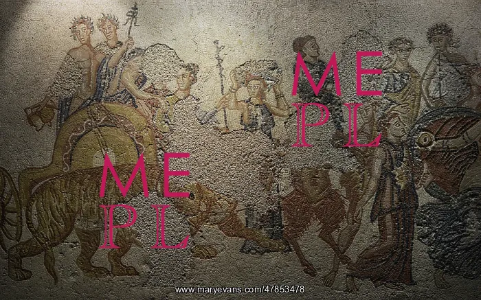 : The Indian Triumph of Bacchus. Roman mosaic panel : The Indian Triumph of Bacchus. Roman mosaic panel