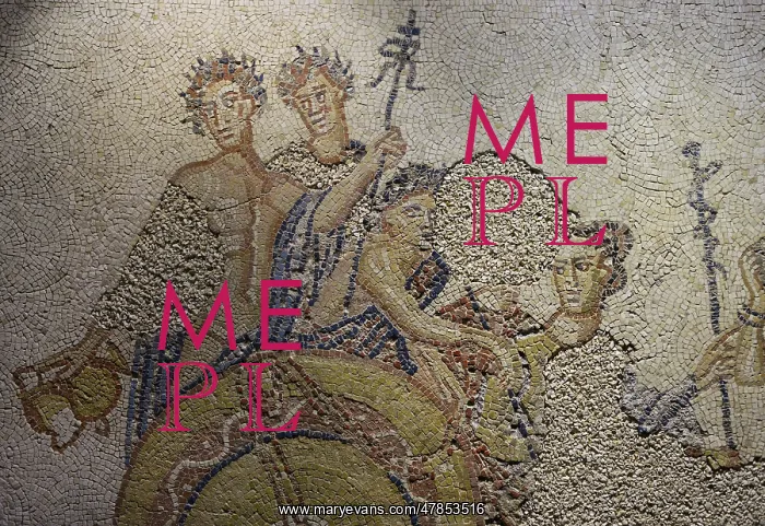 : The Indian Triumph of Bacchus. Roman mosaic panel : The Indian Triumph of Bacchus. Roman mosaic panel