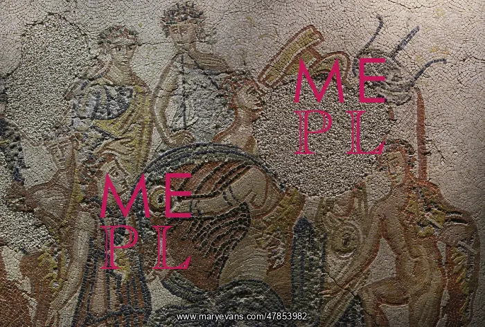 : The Indian Triumph of Bacchus. Roman mosaic panel : The Indian Triumph of Bacchus. Roman mosaic panel