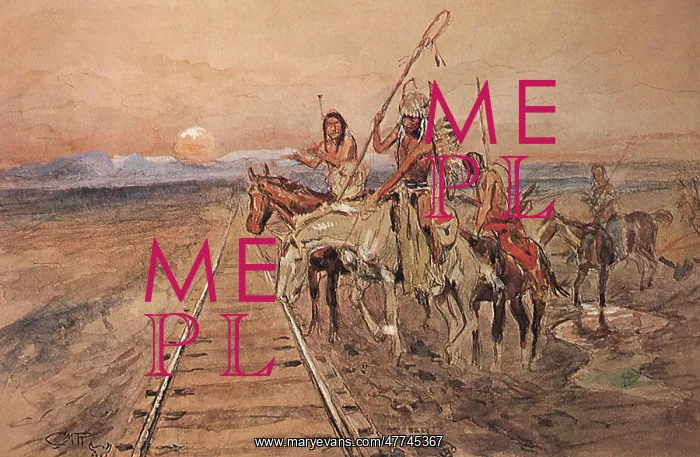 : Indian Warriors Investigate Railroad Track : Indian Warriors Investigate Railroad Track