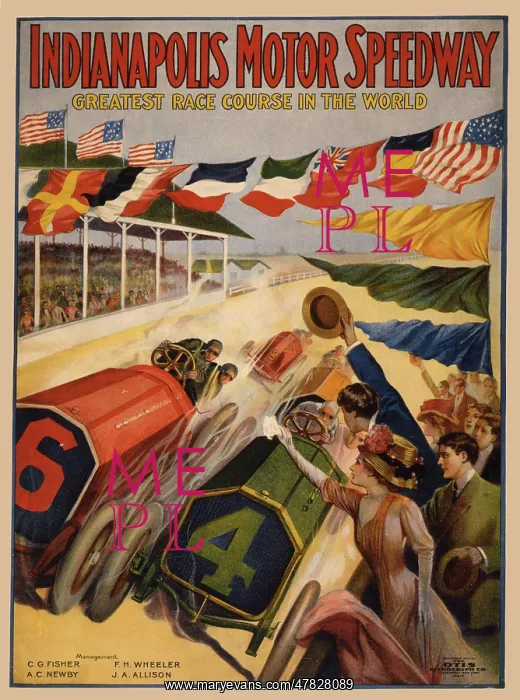 : Indianapolis Motor Speedway, Poster, 1909 : Indianapolis Motor Speedway, Poster, 1909