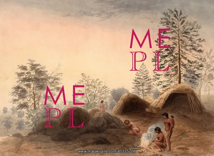  : INDIANS AROUND A CAMPFIRE, 1852, by Harrison