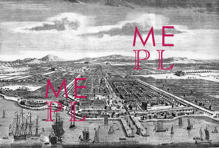  : Indonesia, Java, Jakarta, city view, copper engraving