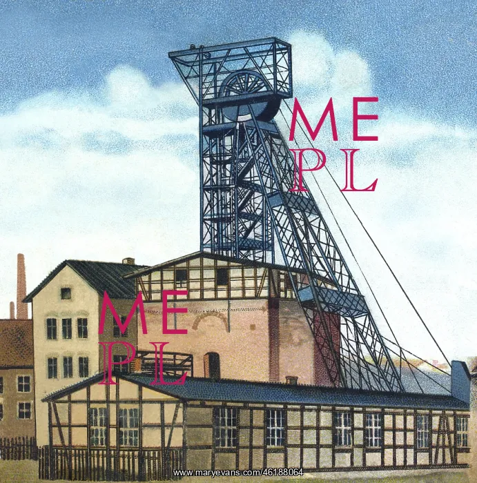 : industry, mining, coal-mine with shaft tower : industry, mining, coal-mine with shaft tower