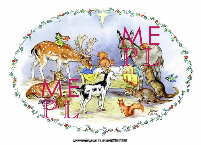 : Infant Jesus in the manger with animals : Infant Jesus in the manger with animals