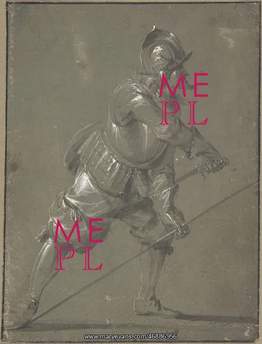 : An Infantryman Drawing his Sword, 1640?91, Brush : An Infantryman Drawing his Sword, 1640?91, Brush