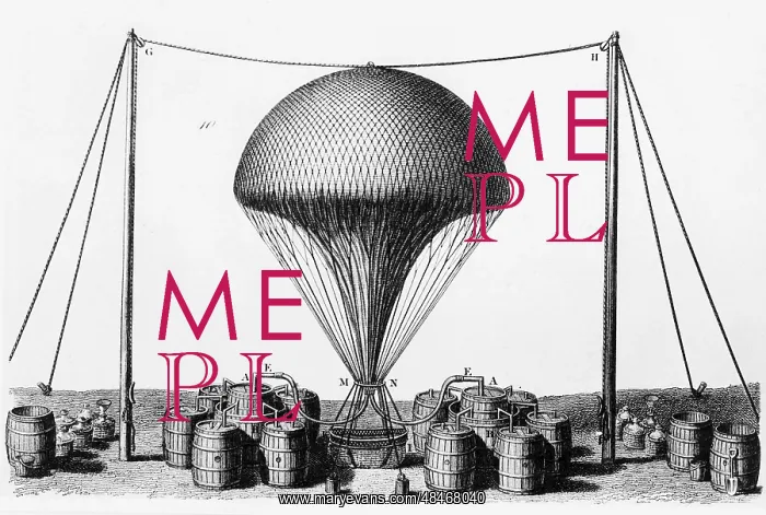 : Inflating balloon with hydrogen, produced by covering : Inflating balloon with hydrogen, produced by covering