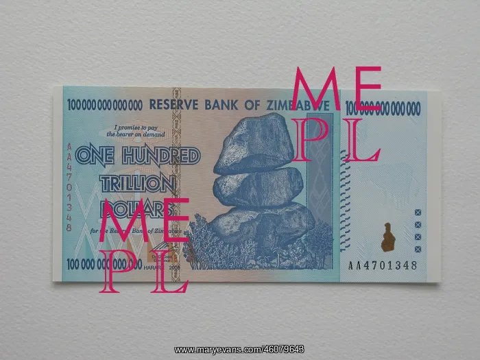 : Inflationary bank note, Zimbabwe : Inflationary bank note, Zimbabwe